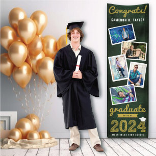 2024 Chalkboard Sketch 5 Photo Graduation Party Banner