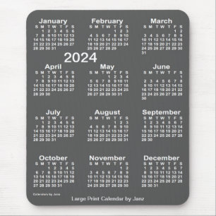 2024 Charcoal Large Print Calendar by Janz Mouse Mat