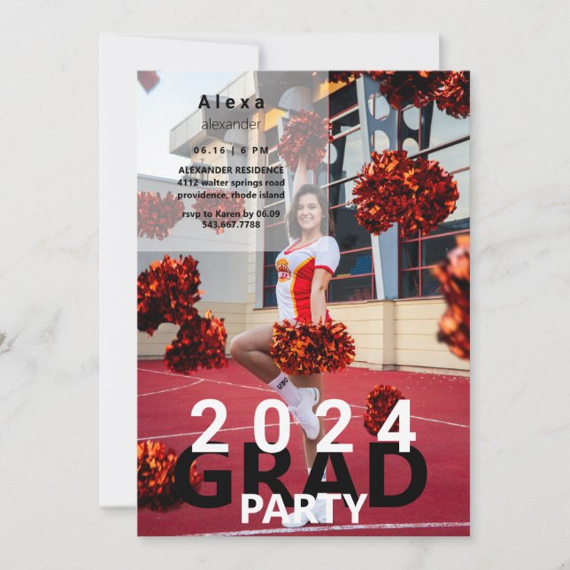 2024 Cheerleader Photo Graduation Party  Invitation (Front)