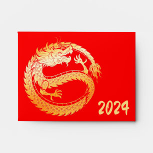 2024 Chinese Lunar New Year Gold DRAGON 中国传统新年 Red Envelope
