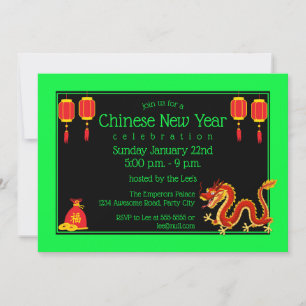 2024 Chinese New Year Cartoon Dragon Invitation