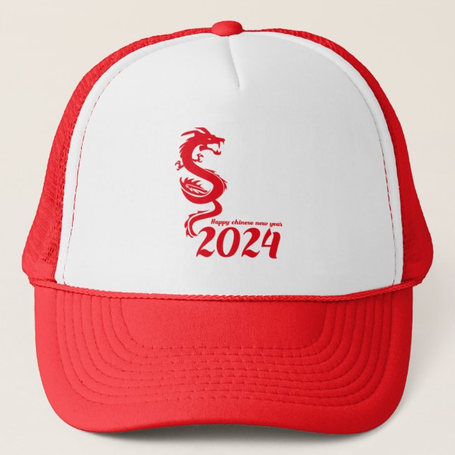 2024 Chinese New Year: Happy Year of the Dragon Trucker Hat (Front)