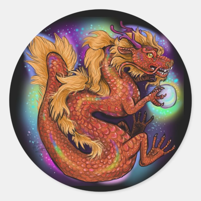 2024 Chinese Zodiac Year of the Dragon Classic Round Sticker (Front)