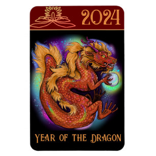 2024 Chinese Zodiac Year of the Dragon New Years Magnet