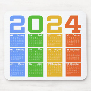 2024 Colorful Calendar Mouse Mat