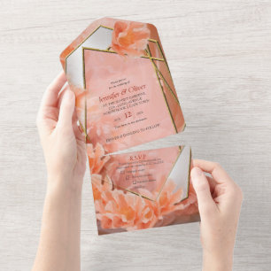2024 colour of soft, pinkish-orange hue Peach Fuzz All In One Invitation