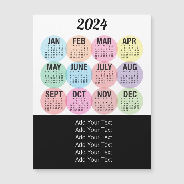 2024 - Colourful Monthly Calendar (Front)