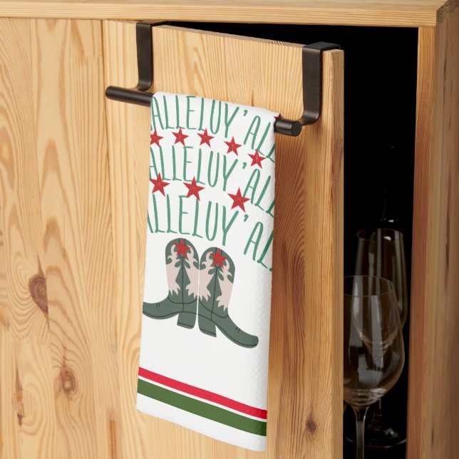 2024 Cowboy Christmas Tree guest Tea Towel (Thirds Fold)