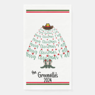 2024 Cowboy Christmas Tree Napkin