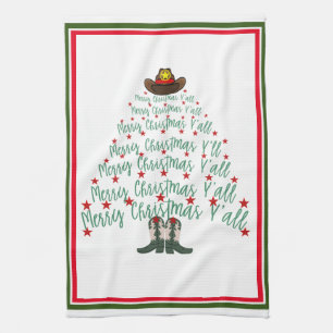 2024 Cowboy Christmas Tree Tea Towel