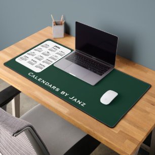 2024 Dark Green Two Tone Calendar by Janz Desk Mat
