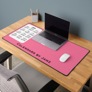 2024 Dark Pink Two Tone Calendar by Janz Desk Mat