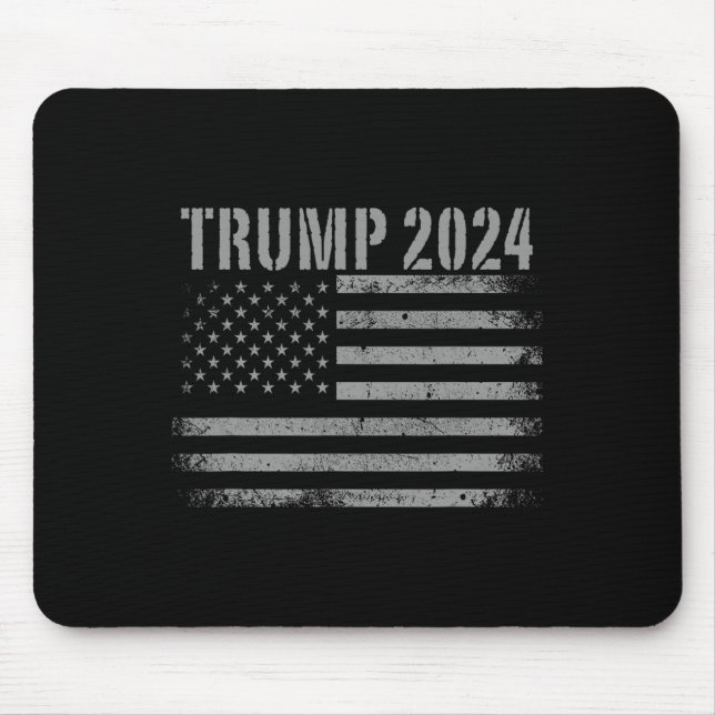 2024 Distressed American Flag Usa Patriotic Milita Mouse Mat (Front)