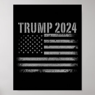 2024 Distressed American Flag Usa Patriotic Milita Poster