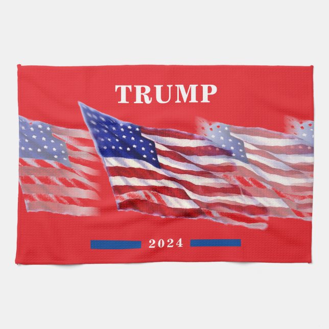 2024 Donald Trump American Flag Tea Towel (Horizontal)