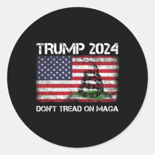 2024 Don't Tread On Maga American Us Flag Snake Classic Round Sticker