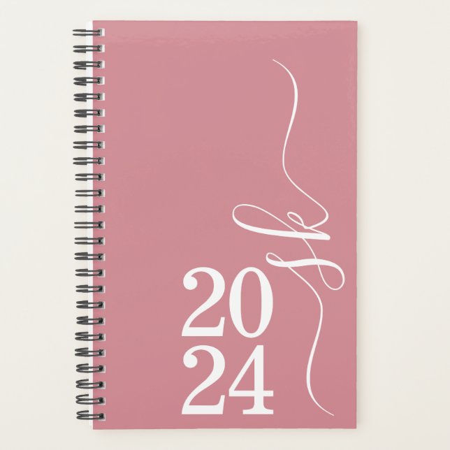 2024 Dusty Pink Monogram Personal Weekly Planner (Front)