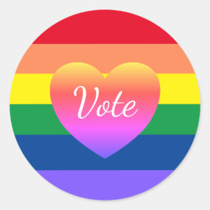 2024 Election Vote Gay Pride LGBTQ Rainbow  Classic Round Sticker