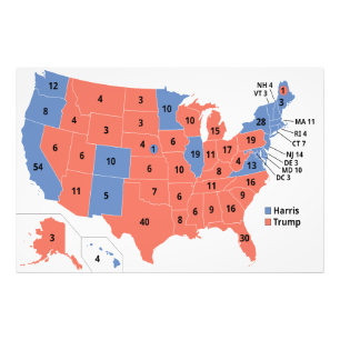 2024 Electoral College US Election Map Photo Print