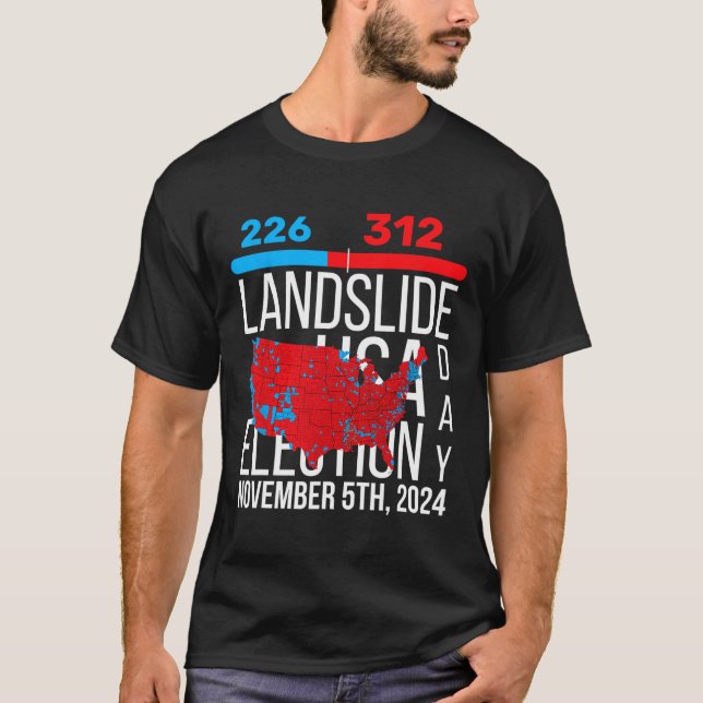2024 Electoral Map Final Votes 312 Trump Landslide T-Shirt (Front)