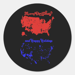 2024 Electoral Map Merry Christmas Trump Landslide Classic Round Sticker