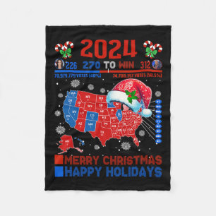 2024 Electoral Map Merry Christmas Trump Landslide Fleece Blanket