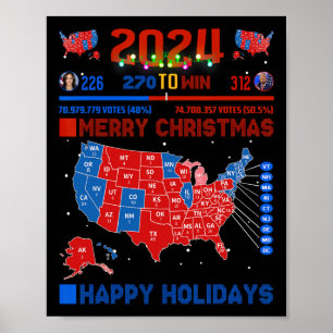 2024 Electoral Map Merry Christmas Trump Landslide Poster