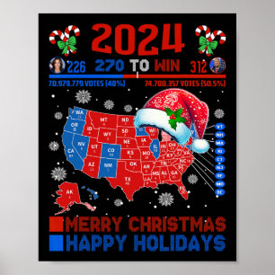 2024 Electoral Map Merry Christmas Trump Landslide Poster