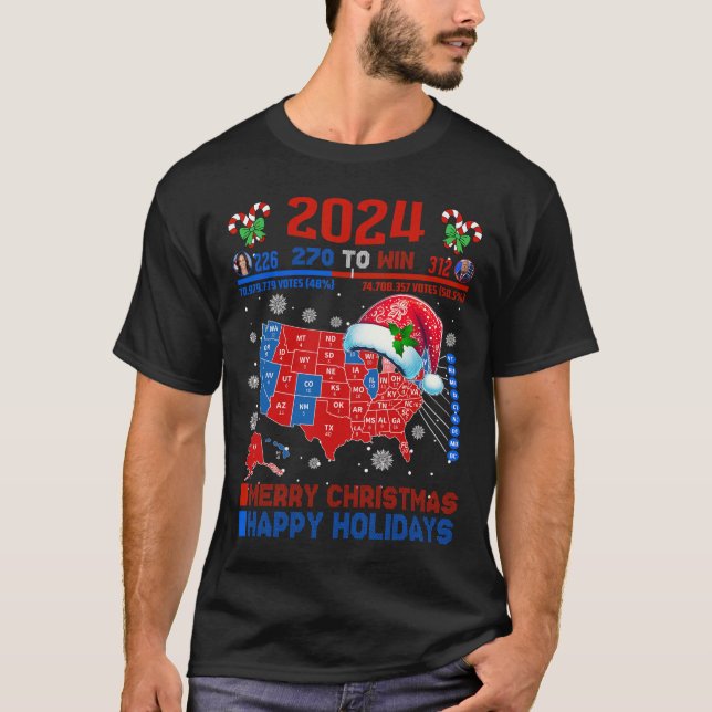 2024 Electoral Map Merry Christmas Trump Landslide T-Shirt (Front)