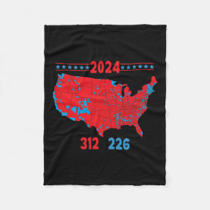 2024 Electoral Map Trump 312 Red 2024 Election Res Fleece Blanket