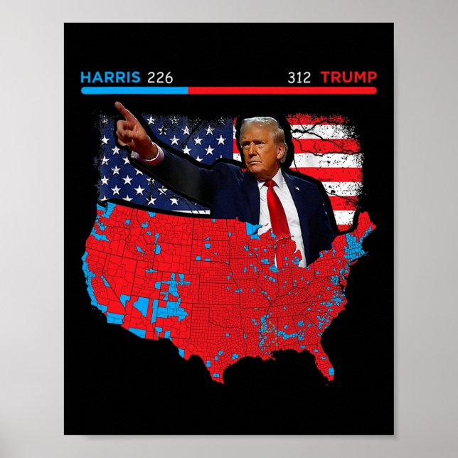 2024 Electoral Map Trump 312 Red 2024 Election Res Poster (Front)
