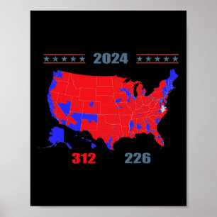 2024 Electoral Map Trump 312 Red 2024 Election Res Poster