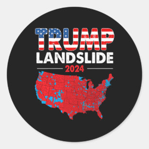 2024 Electoral Map Trump Landslide Red Election Ma Classic Round Sticker