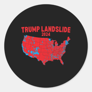2024 Electoral Map Trump Landslide Red Election Ma Classic Round Sticker