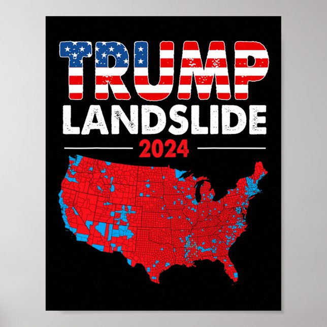 2024 Electoral Map Trump Landslide Red Election Ma Poster (Front)