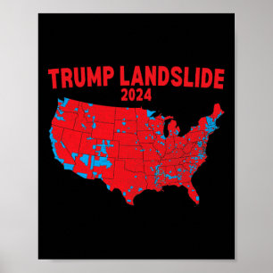 2024 Electoral Map Trump Landslide Red Election Ma Poster