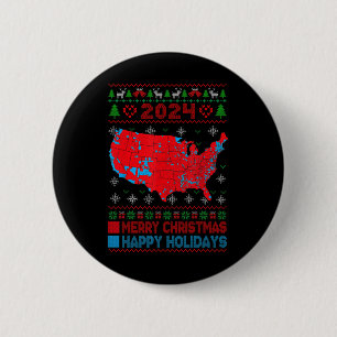 2024 Electoral Map Trump Landslide Ugly Christmas 6 Cm Round Badge