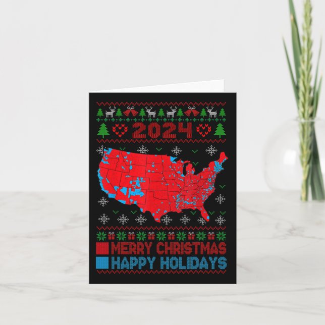 2024 Electoral Map Trump Landslide Ugly Christmas  Card (Front)