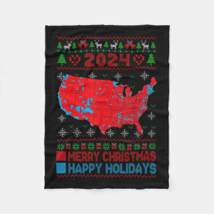 2024 Electoral Map Trump Landslide Ugly Christmas Fleece Blanket