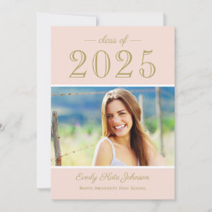2024 Elegant Blush Gold Photo Graduation Party Invitation
