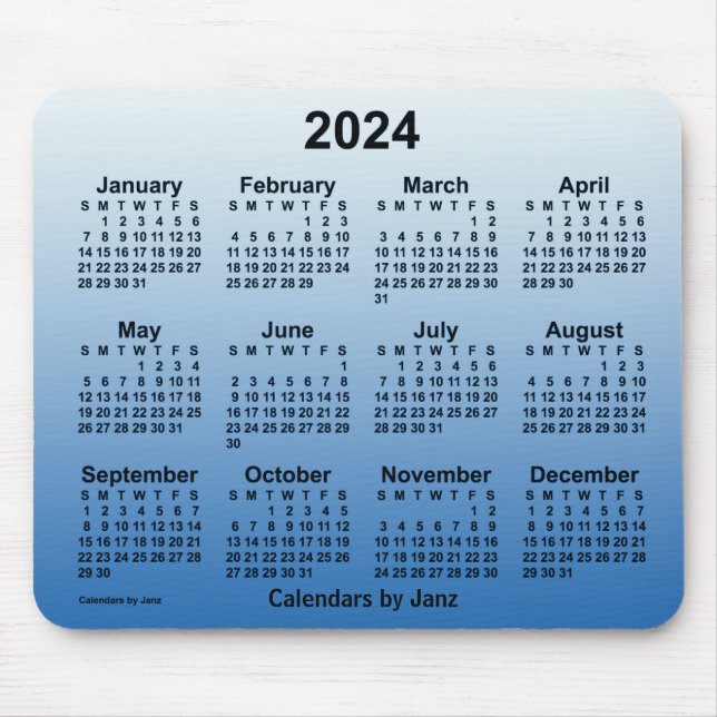 2024 Faded Blue Calendar by Janz Mouse Pad (Front)