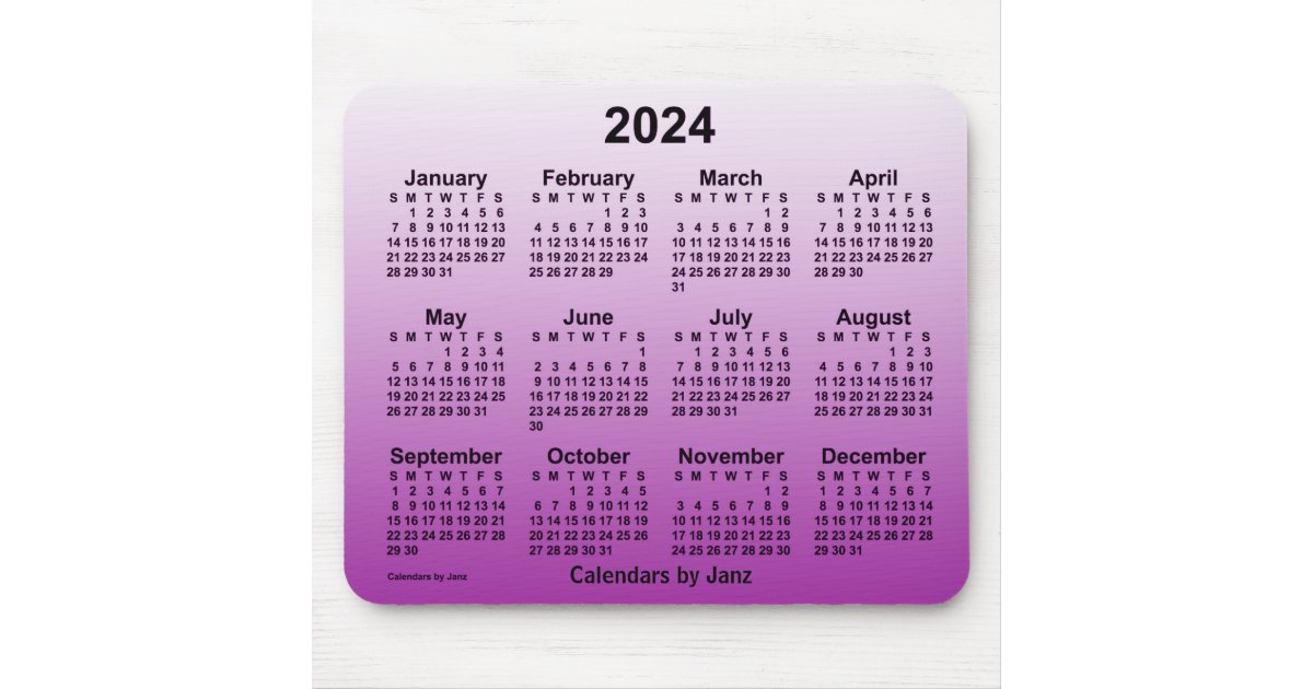 2024 Faded Purple Calendar by Janz Mouse Pad Zazzle
