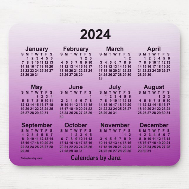 2024 Faded Purple Calendar by Janz Mouse Pad (Front)