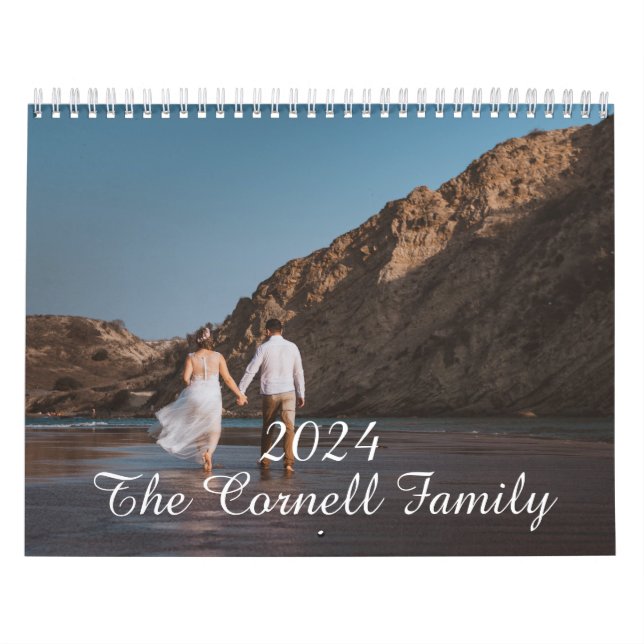 2024 Family Custom Photo Chic Script Calendar (Cover)