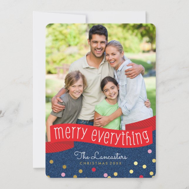 2024 FAMILY PHOTO cute confetti merry everything Holiday Card (Front)