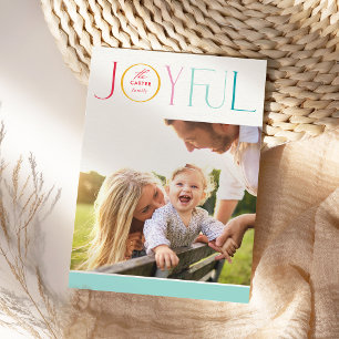 2024 FAMILY PHOTO modern elegant JOYFUL colourful Holiday Card
