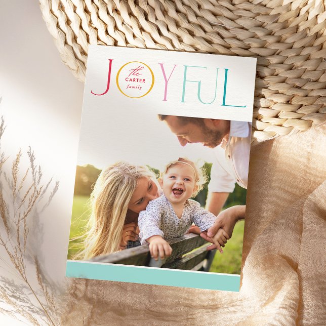 2024 FAMILY PHOTO modern elegant JOYFUL colourful Holiday Card (Creator Uploaded)