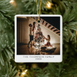 2024 Family Photo Picture On Both Sides Christmas Ceramic Ornament<br><div class="desc">Capture the essence of your family’s holiday spirit with our 2024 Family Photo Picture On Both Sides Christmas Ceramic Ornament. This personalised ornament allows you to showcase your favourite family photos on both the front and back, creating a cherished keepsake that celebrates your loved ones. With its simple, minimal, and...</div>