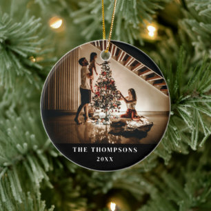 2024 Family Photo Picture On Both Sides Christmas Ceramic Tree Decoration