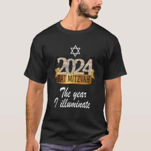 2024 Festive Black Yellow Decor Bat Mitzvah Quote T-Shirt